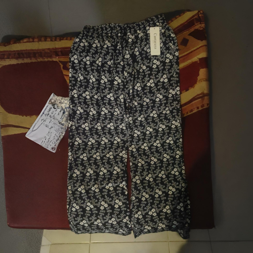 Calças Fluidas Azul-Escuro Padrão c/ Elástico Top