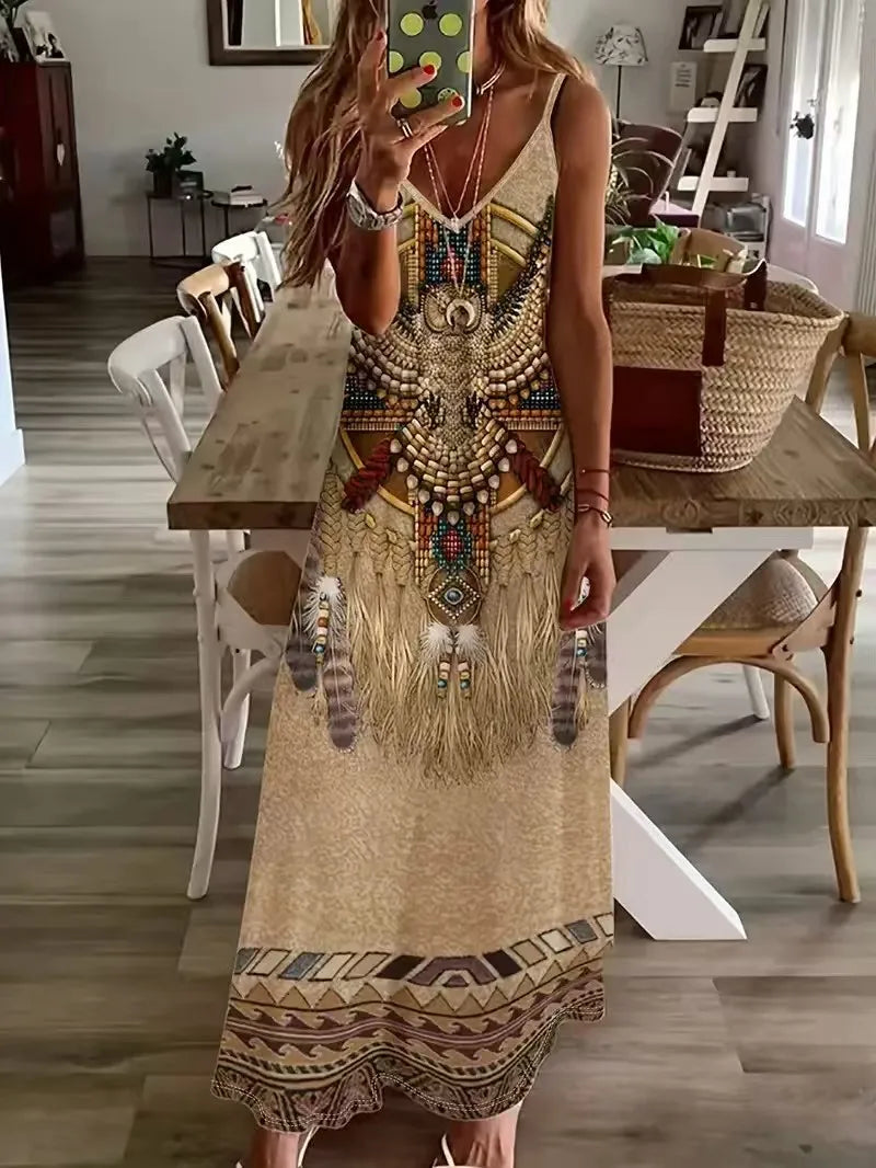 Novo verão animal impressão camisola sem mangas vestido de passeio casual