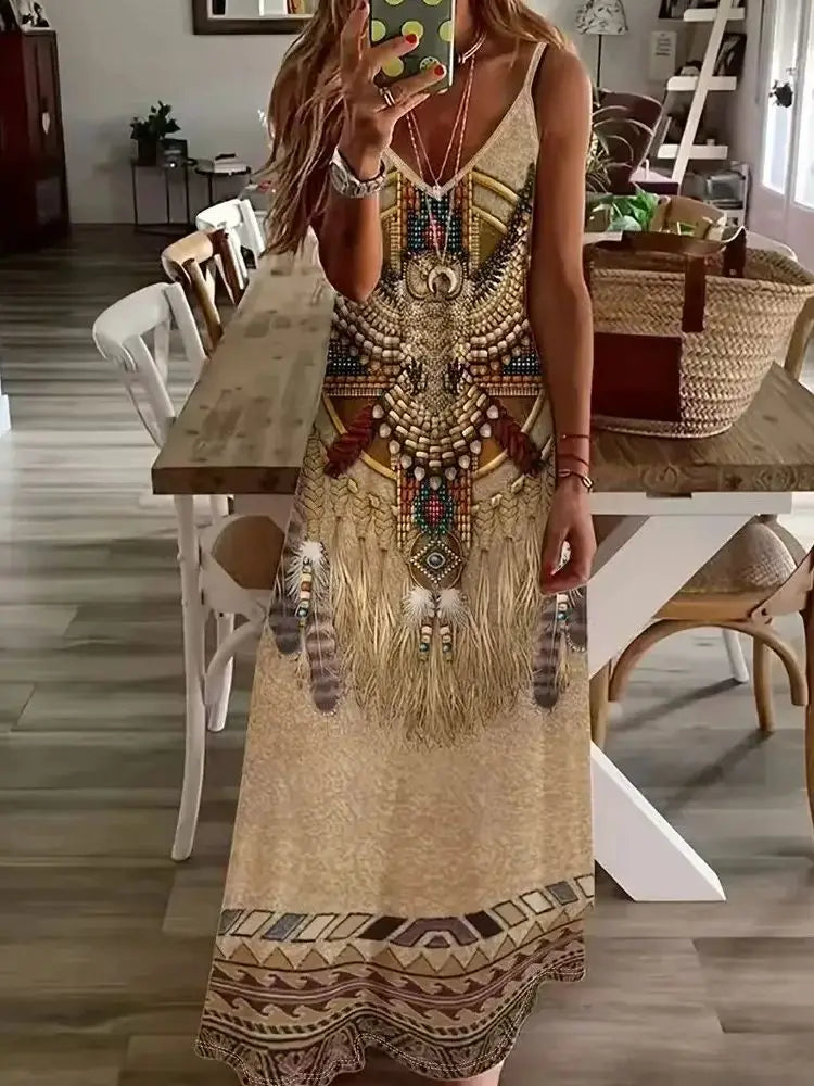 Novo verão animal impressão camisola sem mangas vestido de passeio casual